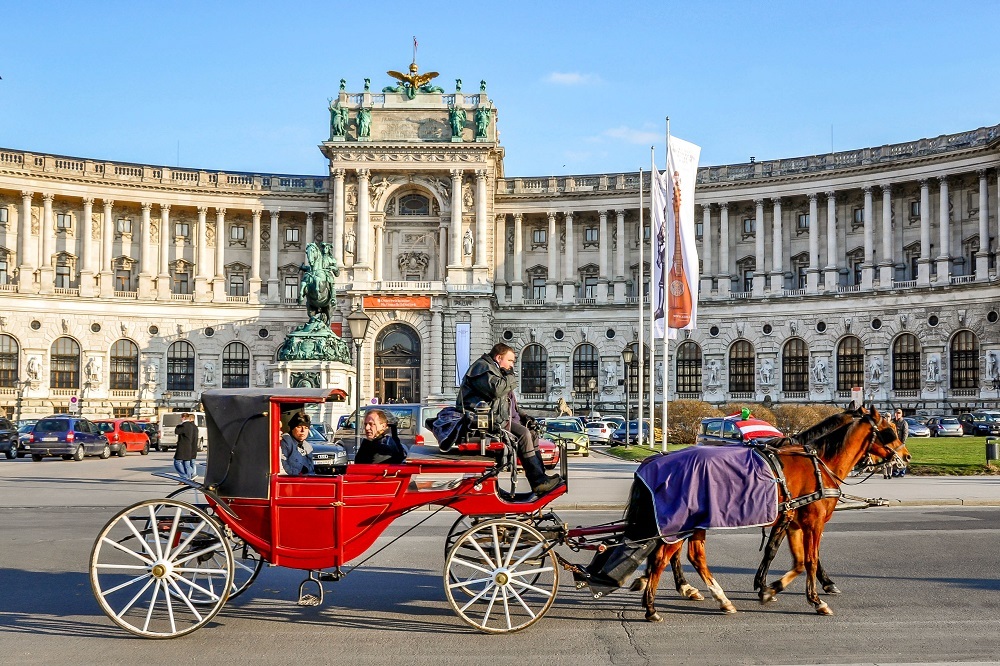 A horse Cart passing in front of the Hofburg Imperial Palace