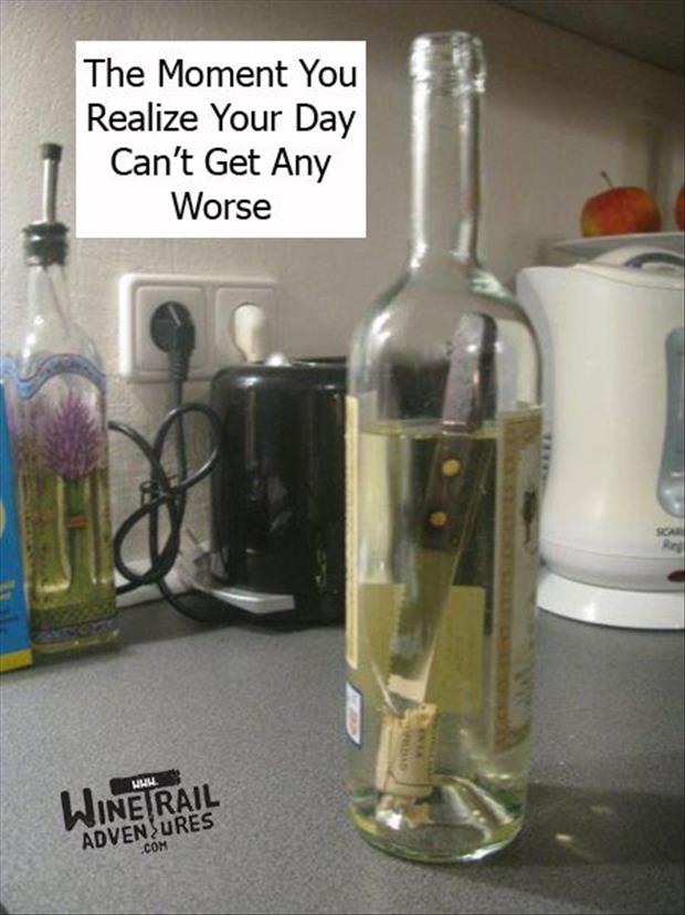 Alcohol Bottle Cork Fall Inside The Bottle Funny Alcohol Picture