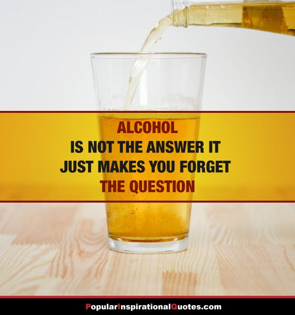 Alcohol Is Not The Answer It Just Makes You Forget The Question Funny Alcohol Meme