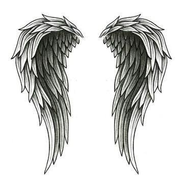 Amazing Grey Shaded Angel Wings Tattoo Design