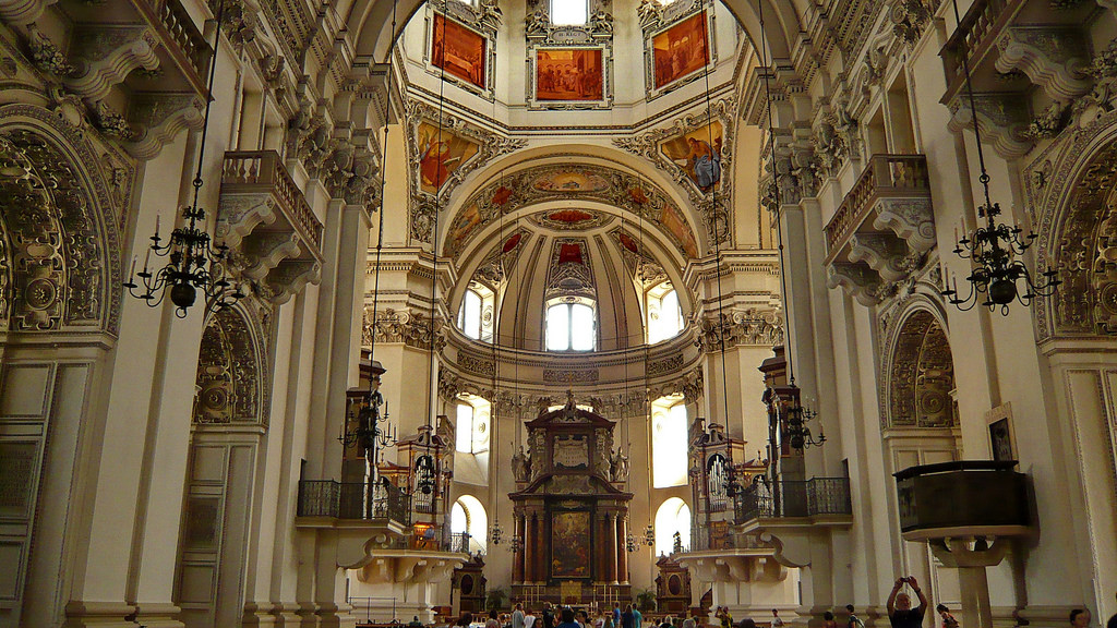 Amazing Inside View Of The Salzburger Dom Cathedral In Austria