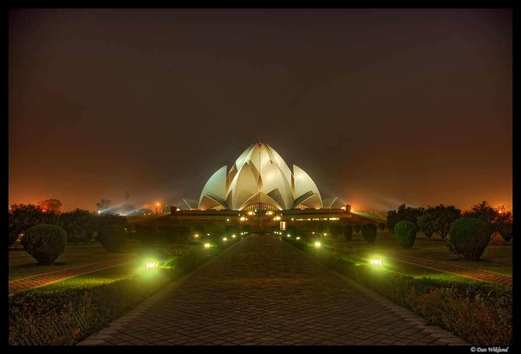 The Lotus temple at night