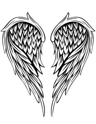 Beautiful Black Ink Angel Wings Tattoo Design For Men & Women