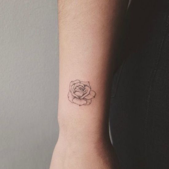 Beautiful Grey Outline Rose Tattoo Design For Forearm