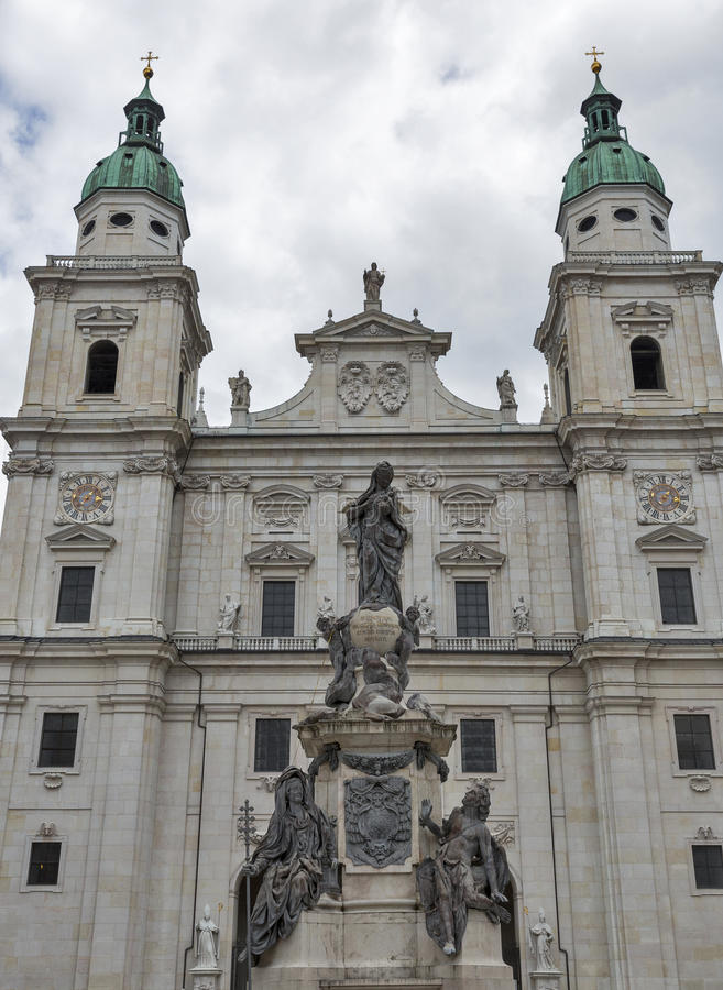 Beautiful Statues In Front Of The Salzburger Dom In Austria