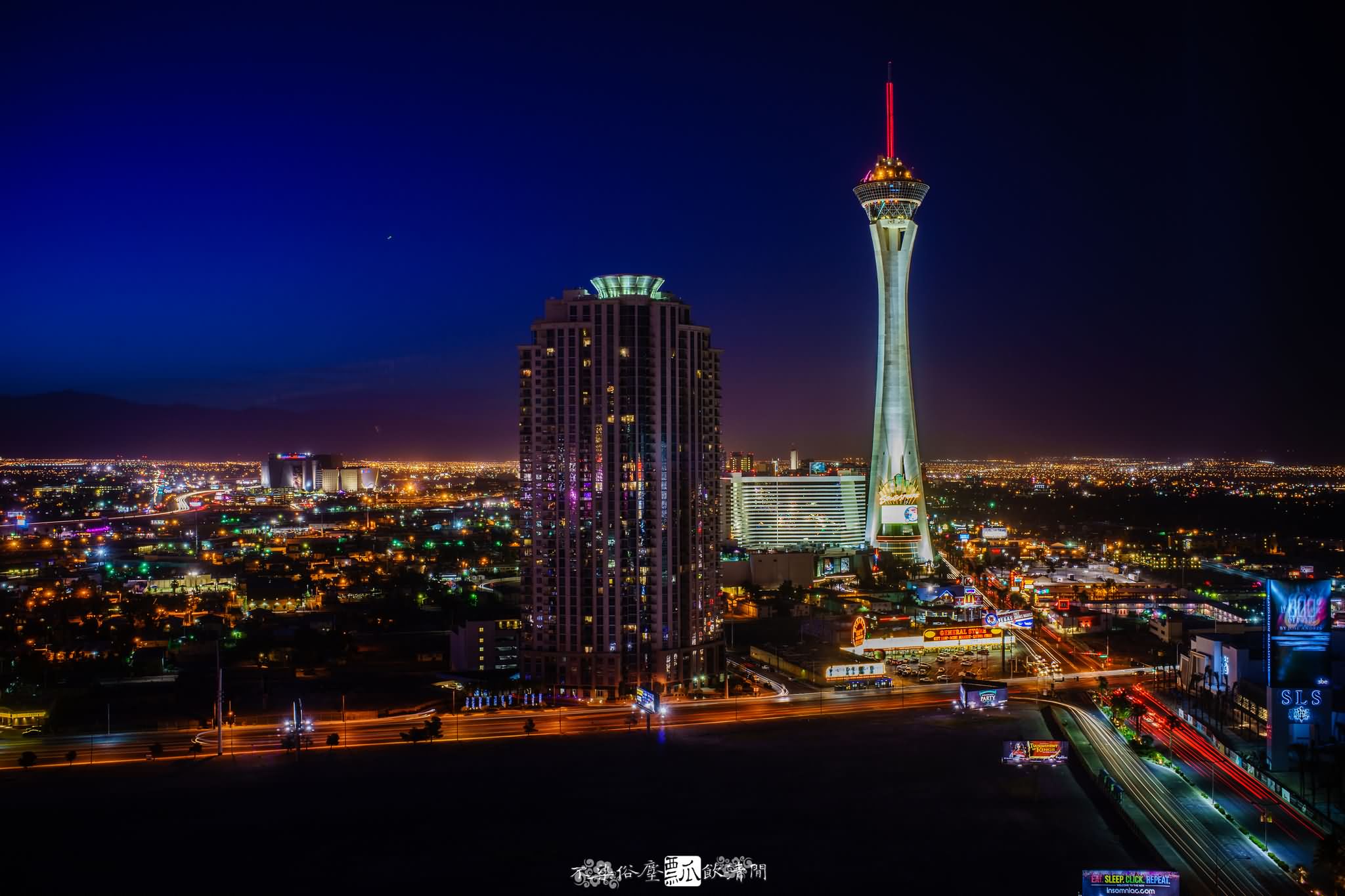 Beautiful View Of The Stratosphere Tower With Night Lights