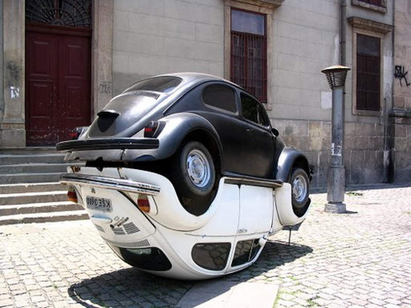 Black And White Upside Down Funny Car