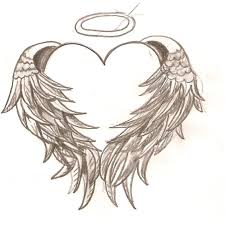 Brown Angel Wings With Halo Tattoo Design