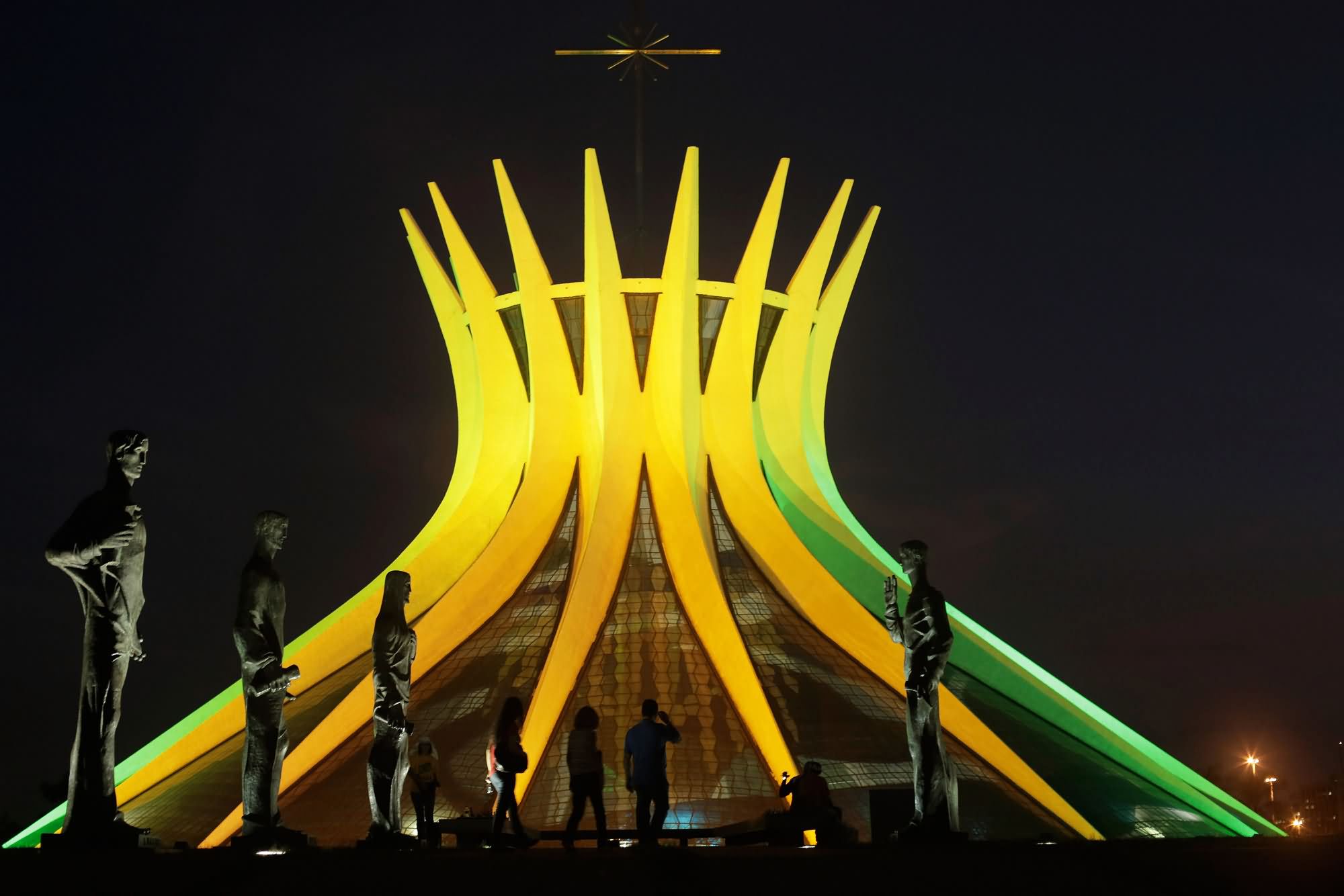 Cathedral of Brasília Lit Up During Night