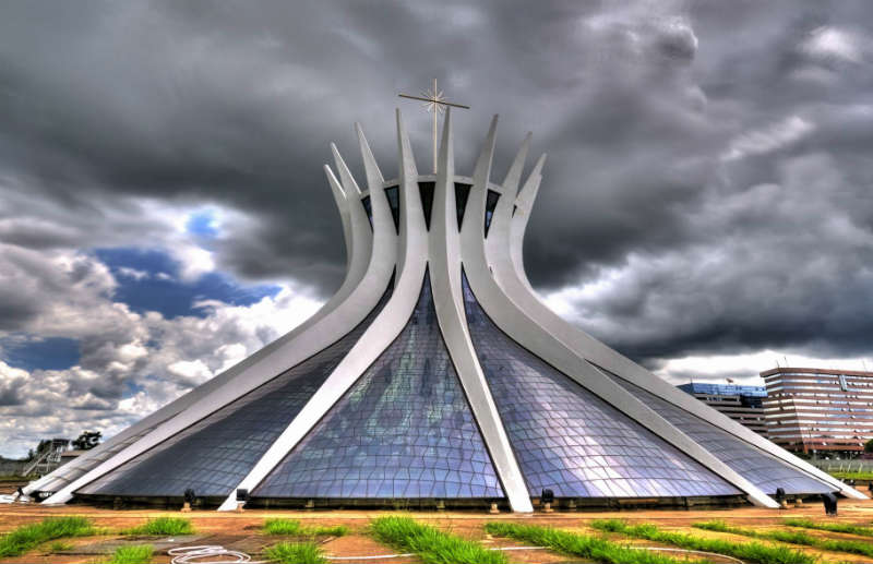 Cathedral of Brasília With Black Clouds