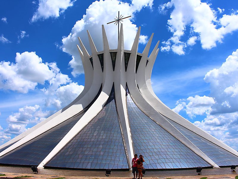 Couple Posing Near The Cathedral of Brasília