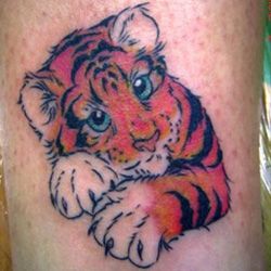 Cute Baby Tiger Tattoo Design For Girls
