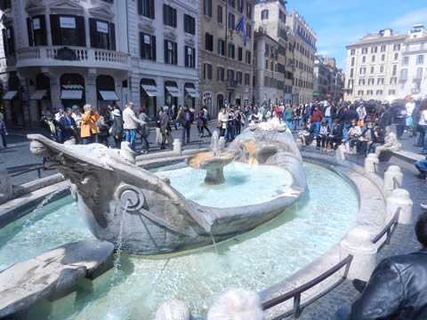 Fontana Della Barcaccia At Foot Of Spanish Steps