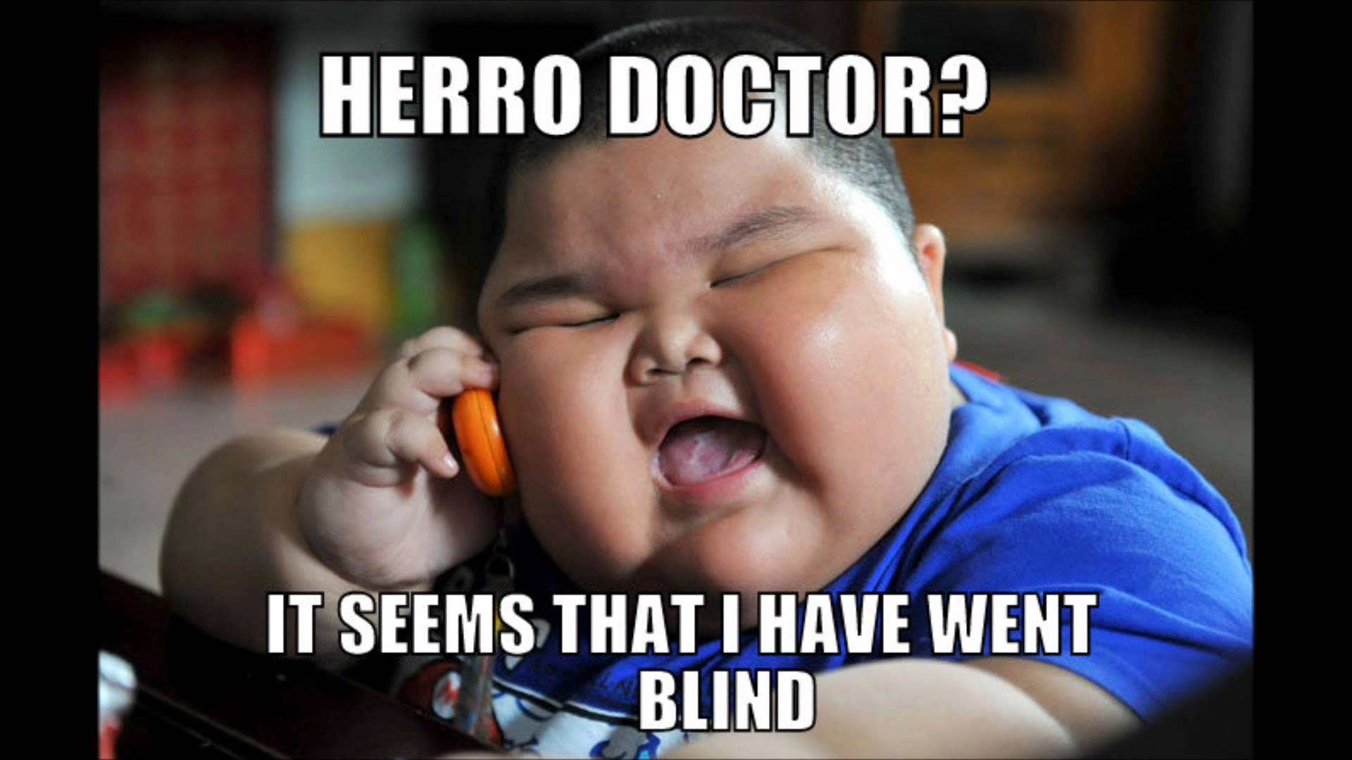 Funny Fat Chinese Kid Talking To His Doctor On Phone