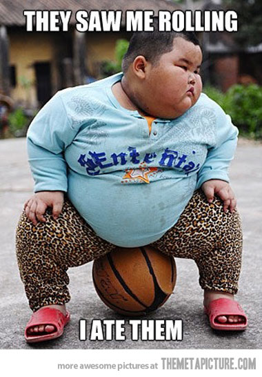 Funny Fat Kid Sitting On Basketball Meme