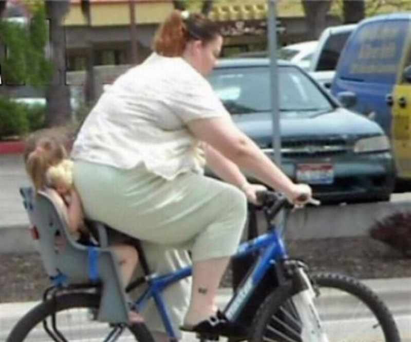 Funny Fat Lady On Bike