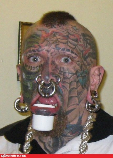 Funny Weird Tattoo On Face