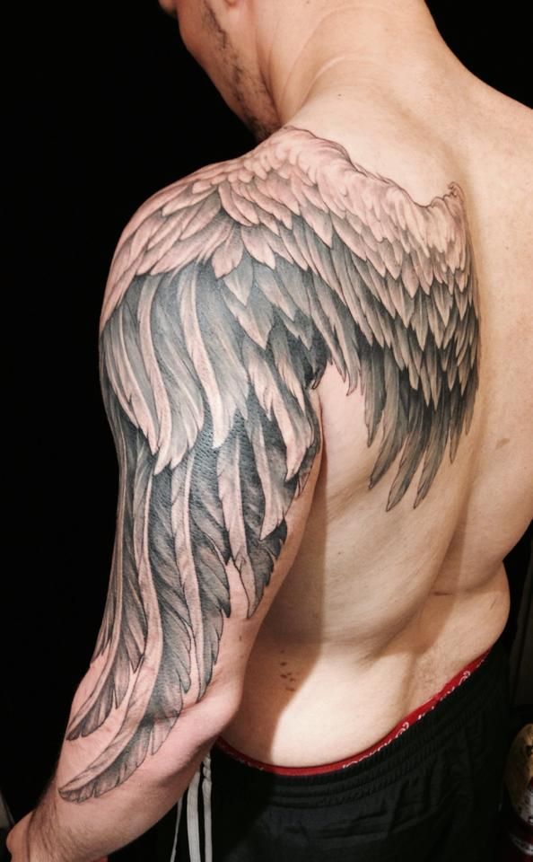 Wings Tattoo On Back Shoulder