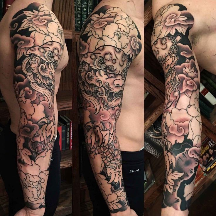 Japanese Lion Tattoo Design For Men Full Sleeve