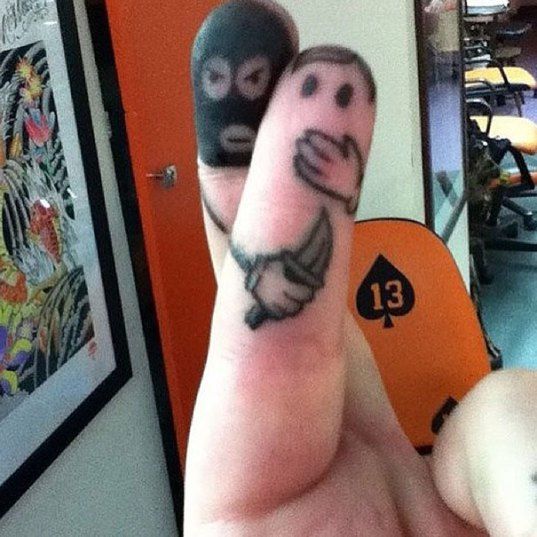Kidnapped Fingers Funny Tattoo