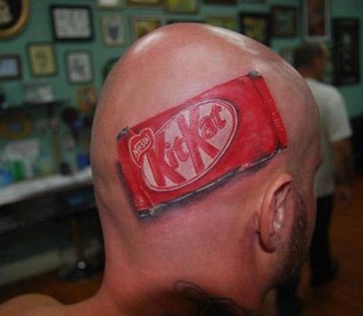 Kit Kat Rapper Funny Tattoo On Head