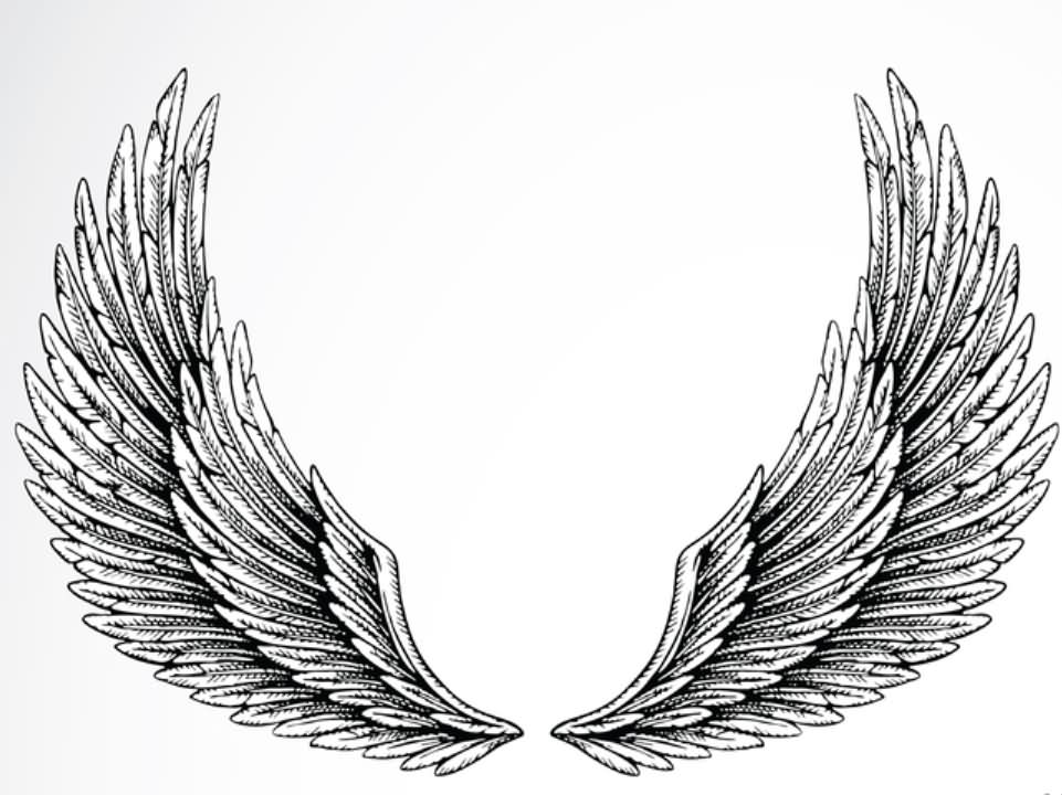 Large Flying Angel Wings Tattoo Design