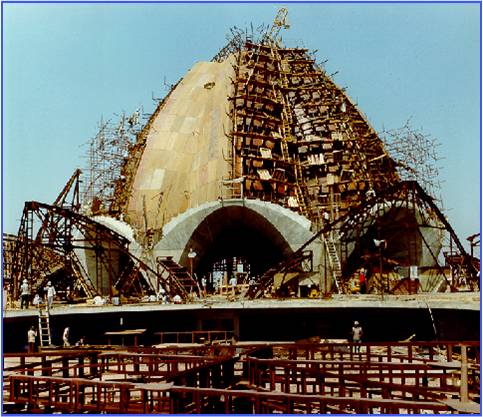 Lotus Temple During construction