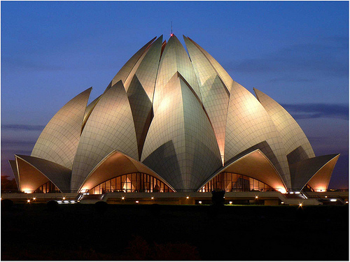 Lotus Temple With Lights at Night