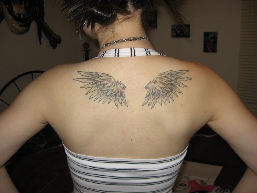 Open Angel Wings Tattoo Design For Women