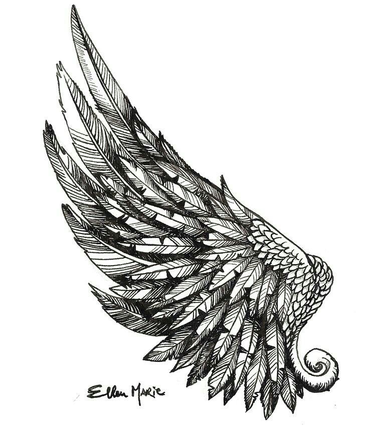 Realistic Feathers Angel Wing Tattoo Design