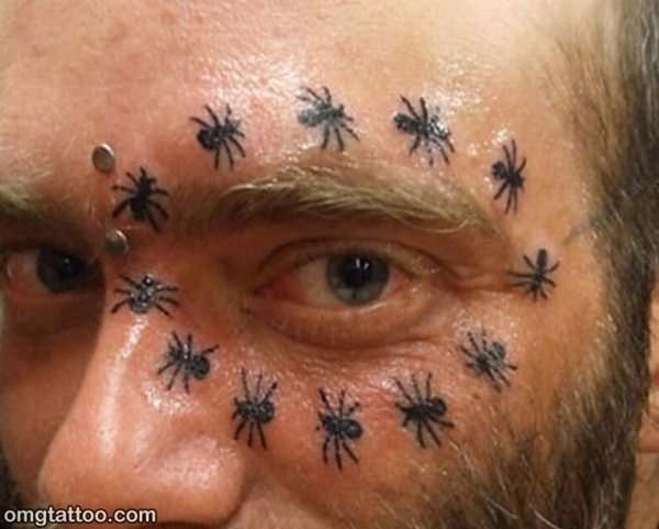 Spiders Around Eye Funny Tattoo