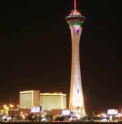 Stratosphere Tower Lit up At Night