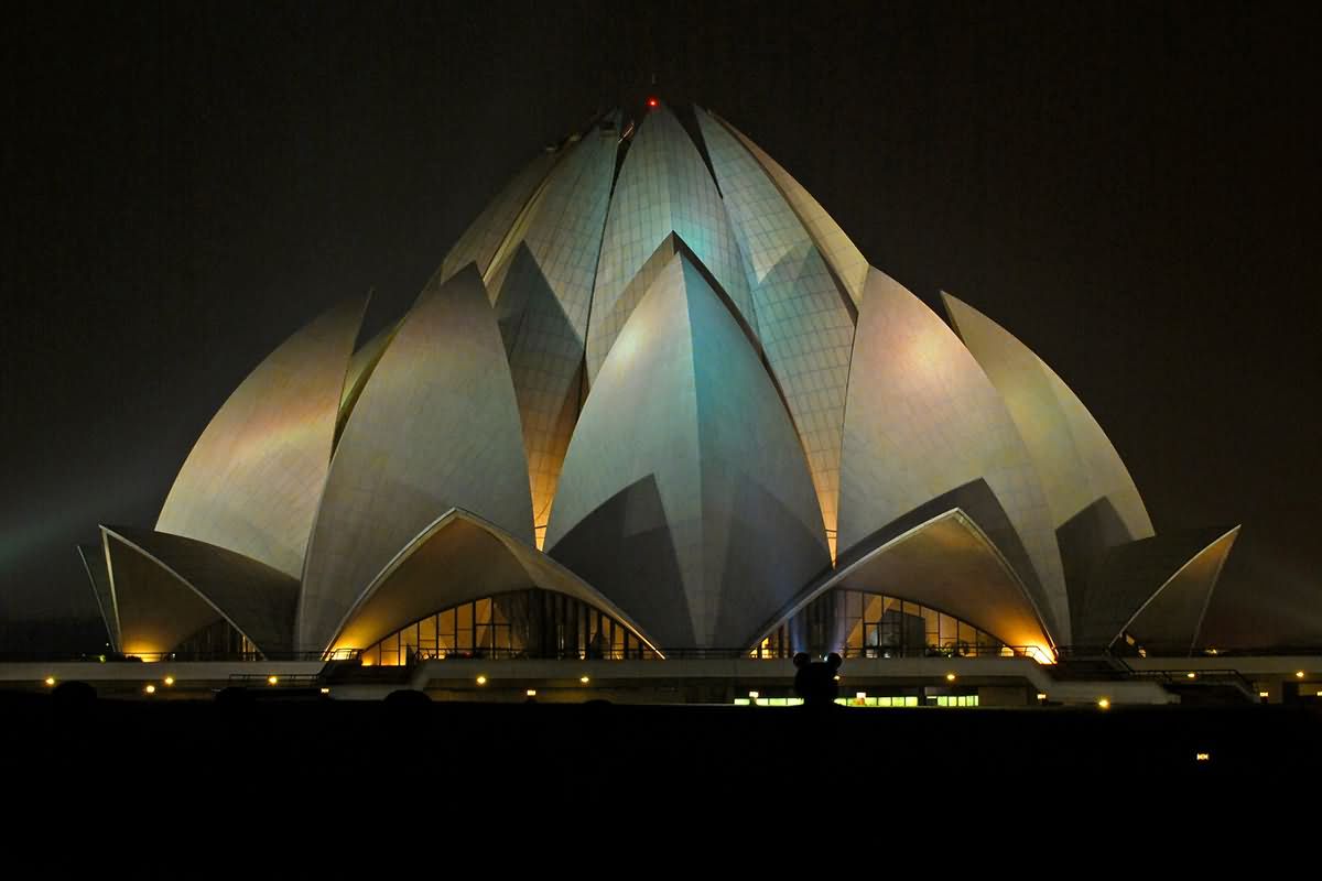 The Bahai Lotus Temple During Night