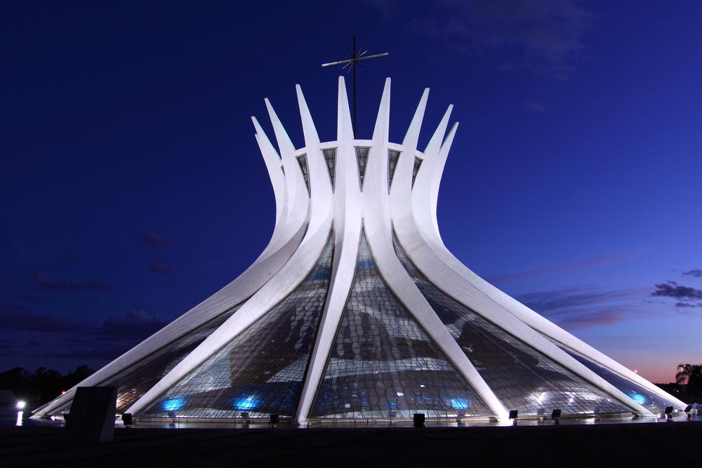 The Cathedral of Brasília Lit Up At Night
