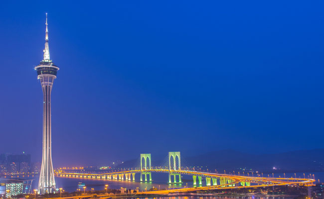 The Macau Tower And Bridge Night View