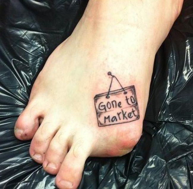 Thumb Gone To Market Funny Tattoo On Foot