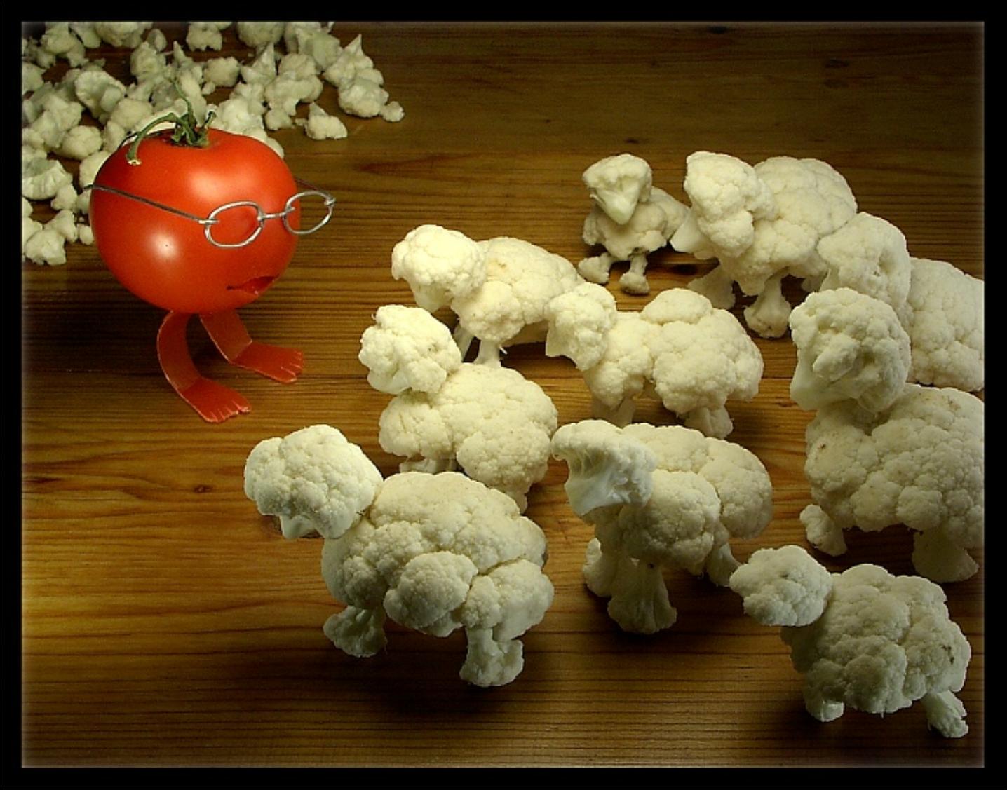 Tomoto And Cauliflower Funny Food Picture