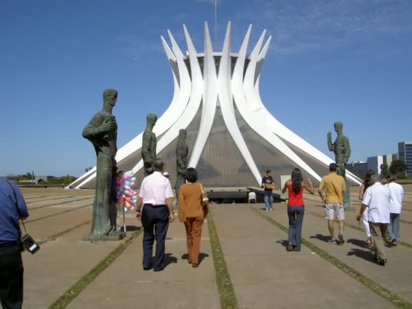 Tourist Enjoying The Sightseeing Of Cathedral of Brasília