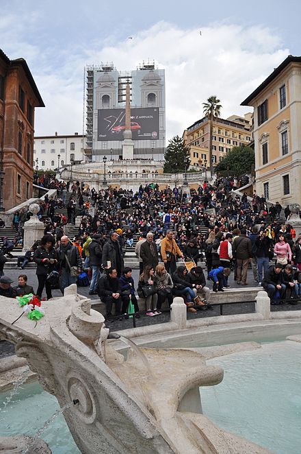 Tourists Sitting On the Spanish Steps In Rome, Italy
