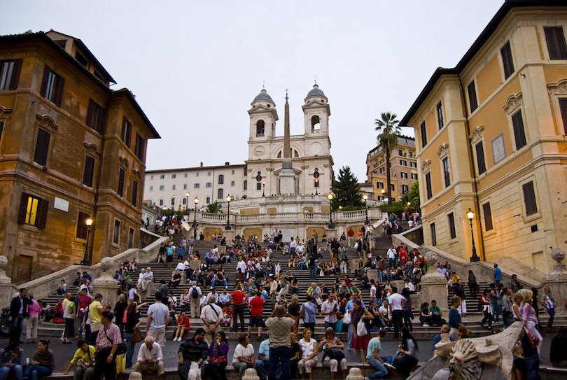 Tourists With Spanish Steps