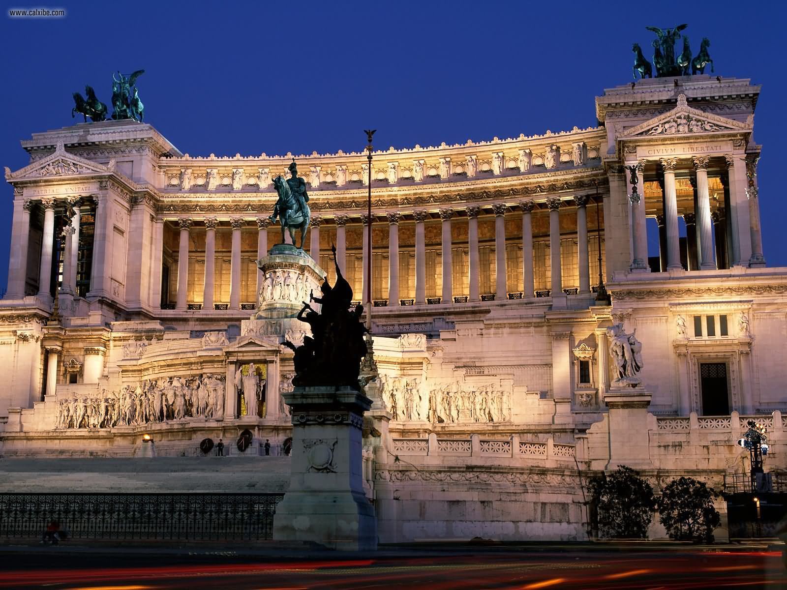 Victor Emmanuel II Monument With Night Lights