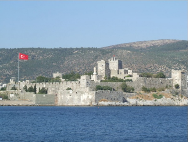 Waving Turkey Flag At the Bodrum Castle
