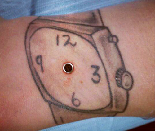 Wrist Watch Funny Tattoo On Wrist