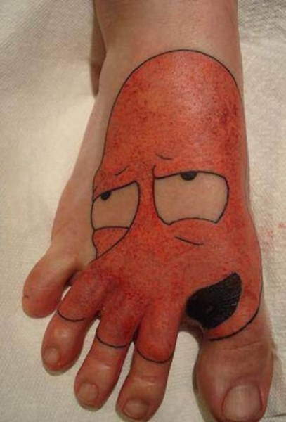 Zoidberg Face Funny Tattoo On Foot