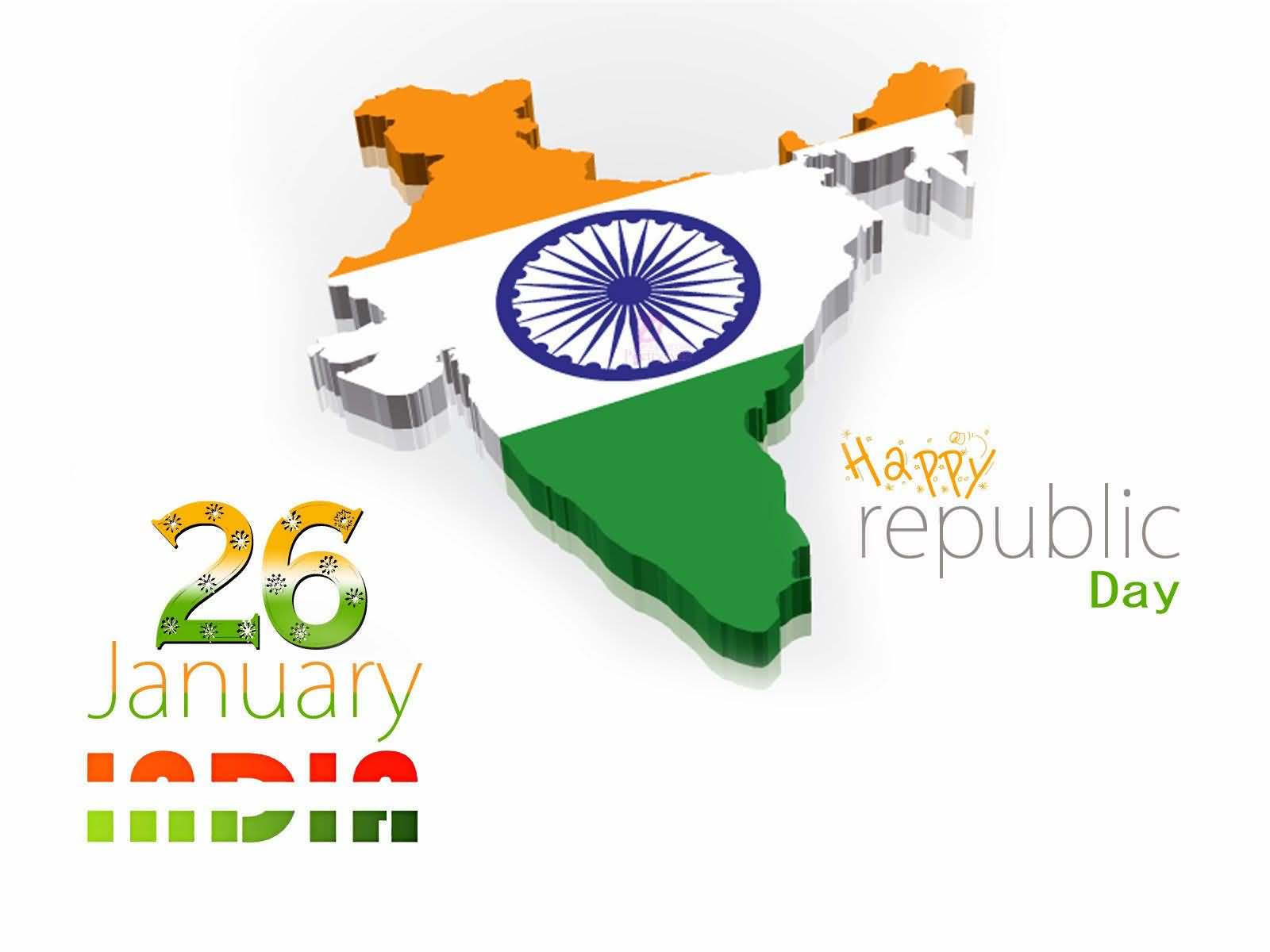 26 January Happy Republic Day India Map