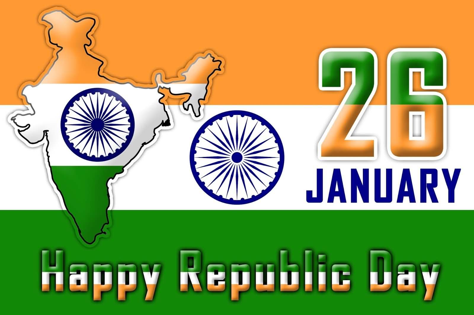 26 January Happy Republic Day Indian Map PIcture