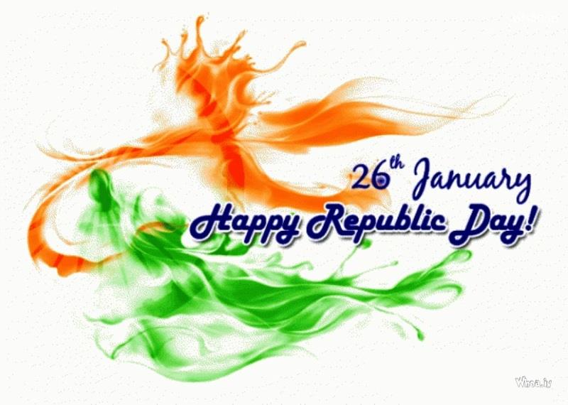 26th January Happy Republic Day Tri Color In Background