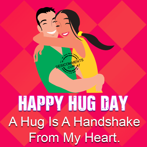 A hug is a handshake from my heart Happy Hug Day glitter image