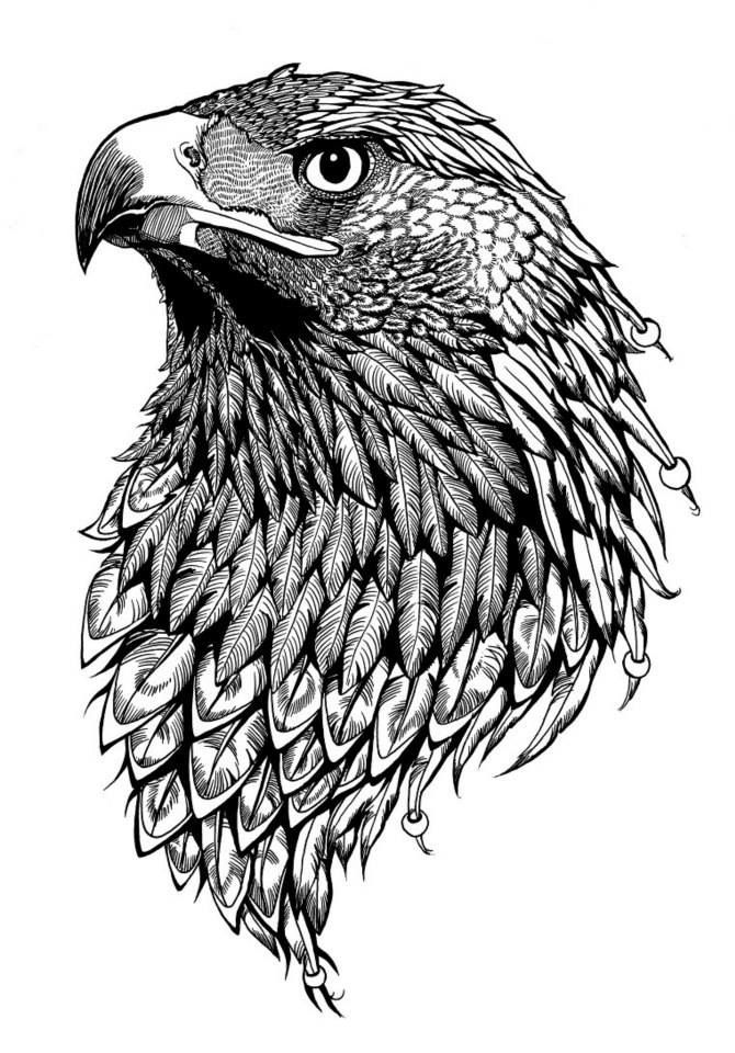 Amazing Black & Grey Realistic Eagle Head Tattoo Design