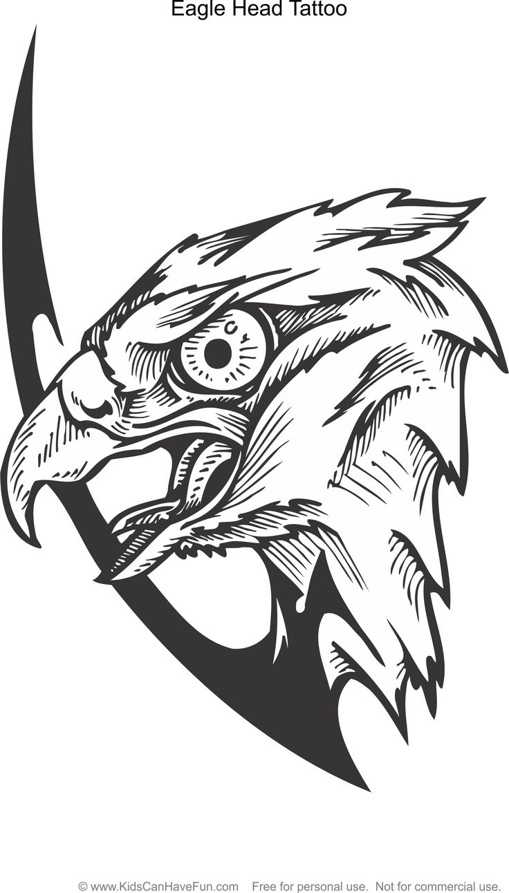 Amazing Black Ink Eagle Head Tattoo Design